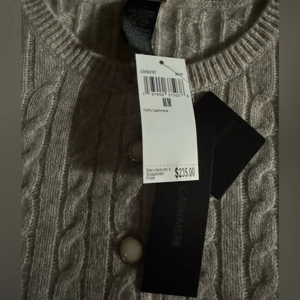Magaschoni Beige Cable Knit Women’s Cardigan Sweater, Medium 
100% Cashmere NWT - Picture 8 of 11